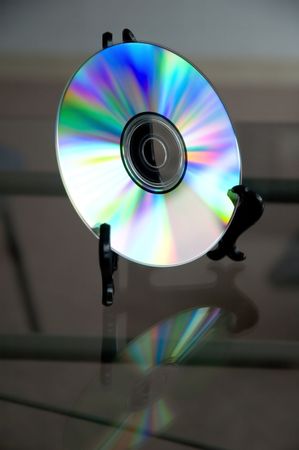 Compact disc and it's reflectionの写真素材