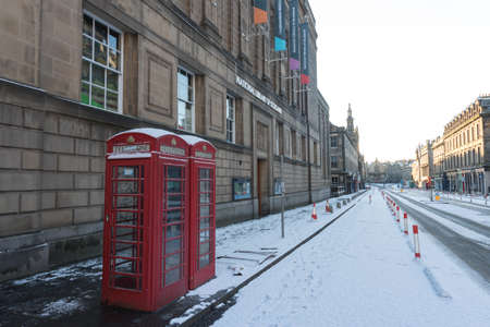George Bridge street with the National library of Scotland on the background in Edinburgh, Scotlandの写真素材