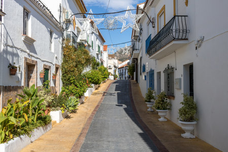 Street on the beautiful white city of Benalmadena Pueblo (The Old Village) in Malaga, Spainのeditorial素材