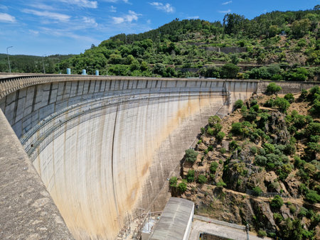 Dam on the river Douro in Portugal, Alentejo regionの写真素材