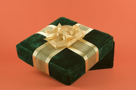 Green Gift on Melon Backgroundの写真素材