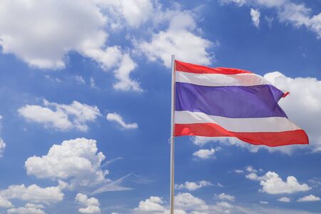 Thailand flag in blue skyの写真素材