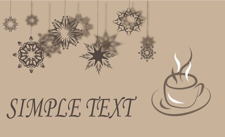 Cup of hot coffee on winter background with snowflakesのイラスト素材
