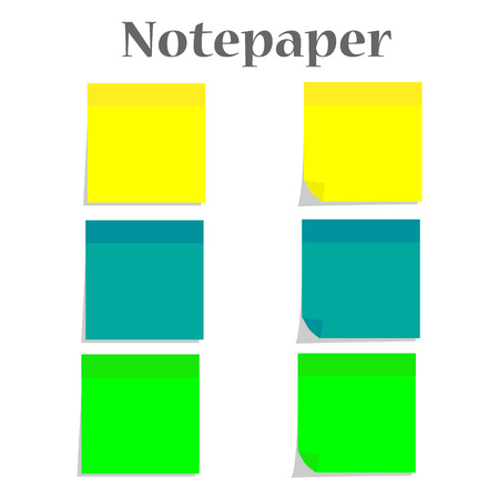 Set of yellow, blue and green notepapers in vector format.のイラスト素材
