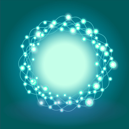 Round frame with glowing lights. Vector illustartionのイラスト素材