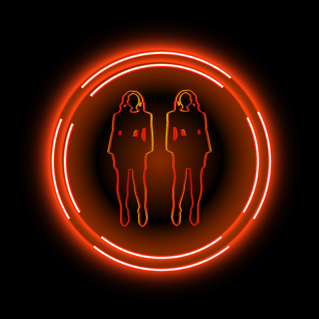 Neon frame with a silhouette of women. Can use for bar, disco, club or your idea. Vector illustrationのイラスト素材