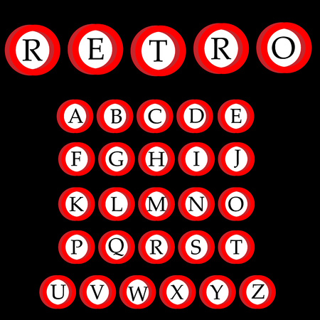 Retro alphabet vector font. ABC letters. Vector illustrationのイラスト素材
