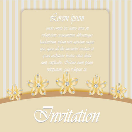 Vintage card with diamond jewelry decoration, elegant wedding invitation or announcement template, eps10 vector illustrationのイラスト素材