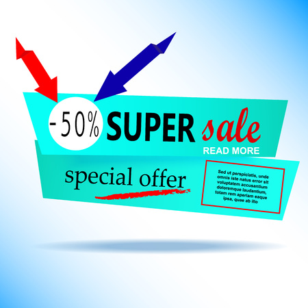 Super Sale Banner Design. Banner can use for promotion, promotional brochure or booklet, posters, advertising shopping flyers, discount banners. Vector illustrationのイラスト素材