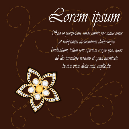 Gold flower with diamond. Gold element. Jewelry element. Can use for invitation, wedding card or your idea. Vector illustration EPS 10のイラスト素材