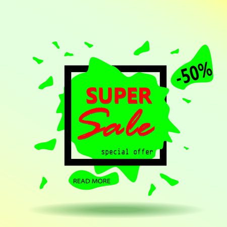 Super sale banner. Abstract frame background. Sale Text. Sale Background for your promotional brochure or booklet, posters, advertising shopping flyers, discount banners. Vector illustrationのイラスト素材