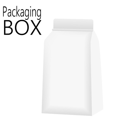 Mockup Foil Food Bag Package Of Coffee, Salt, Sugar, Pepper, Spices Or Flour, Filled, Folded. Vector illustration.のイラスト素材