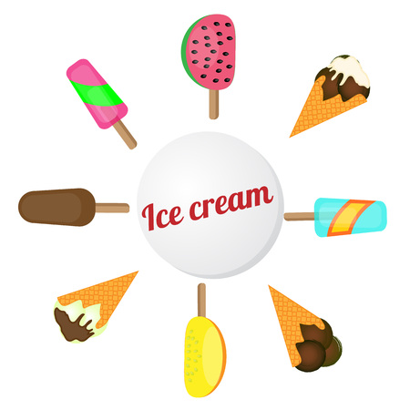 Ice cream set. Ice cream collection. illustrationのイラスト素材