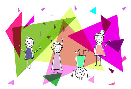 Happy children on creative background. Children background.のイラスト素材
