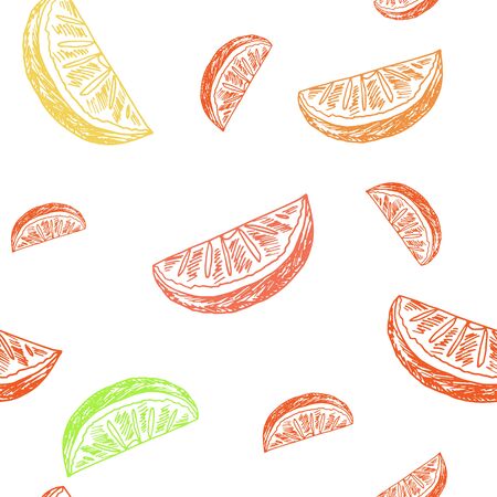 Sketch style background. Hand drawn lemonade seamless pattern on white background. Vector illustration.のイラスト素材