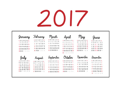 Calendar 2017 isolated on white background. Can use for business, daily and made design with your background. Vector illustrationのイラスト素材