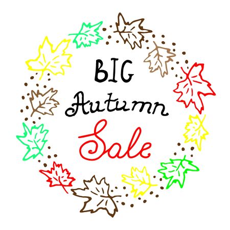 Big autumn sale lettering with  frame. illustrationのイラスト素材