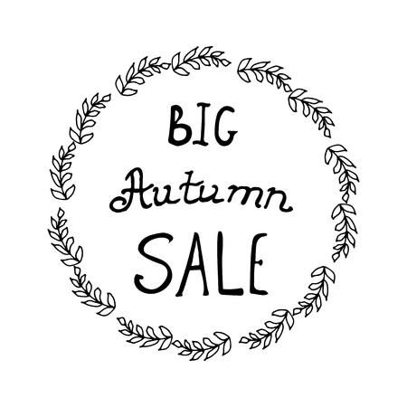 Big autumn sale lettering with  frame. illustrationのイラスト素材