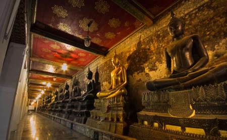 Many buddha statue in Wat Suthat temple