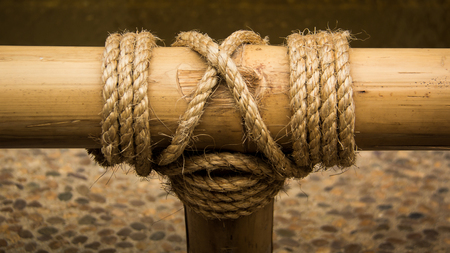 The art of bamboo fence and rope.の写真素材