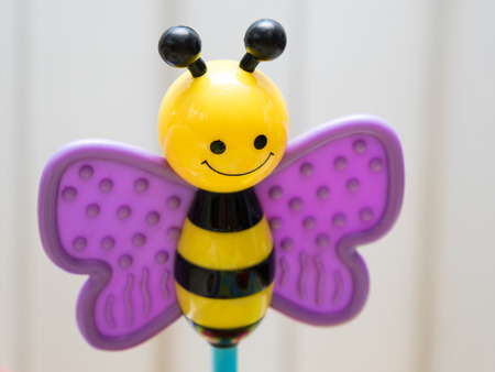 Close up of toy on a baby walkerの写真素材