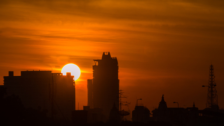 The colorful of sky in morning, Bangkok Thailand.の写真素材