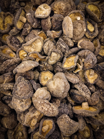Chinese mushroom background close up in the market.の写真素材