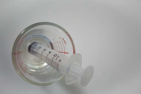 The antibiotic for patient on the table in the sick room. Selective focus.