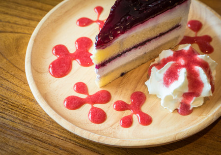 The delicious of strawberry and cake in the cafe. Selective focusの写真素材