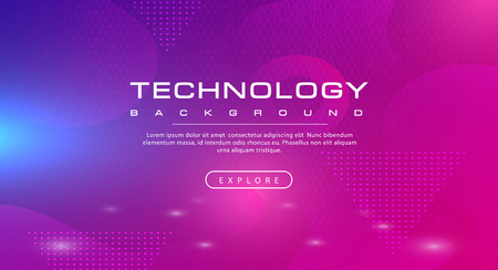 Technology banner pink purple background concept with light effects, illustration vectorのイラスト素材