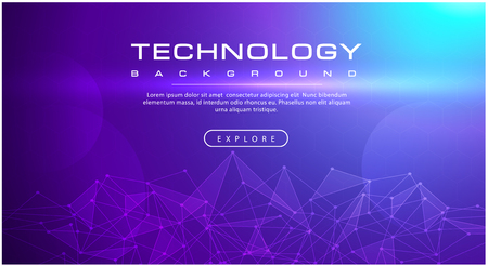 Technology banner line effects tech, purple background concept with light effects, illustration vectorのイラスト素材