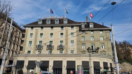 View of the facade of the building in Vienna, Austria.の写真素材