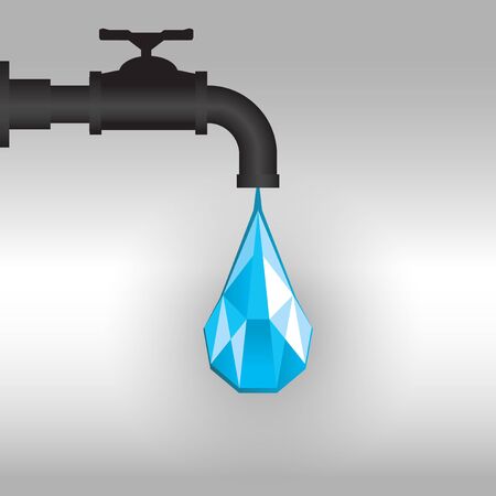Vector illustration Diamond concept. Water conservation. Saving water.のイラスト素材