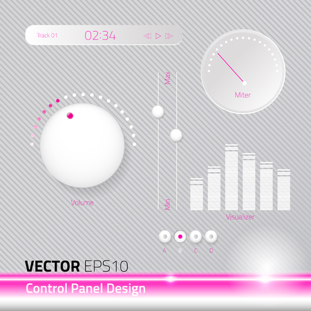 Vector file control panel set. white pink cute concept. the design represent for modern cute interfaceのイラスト素材
