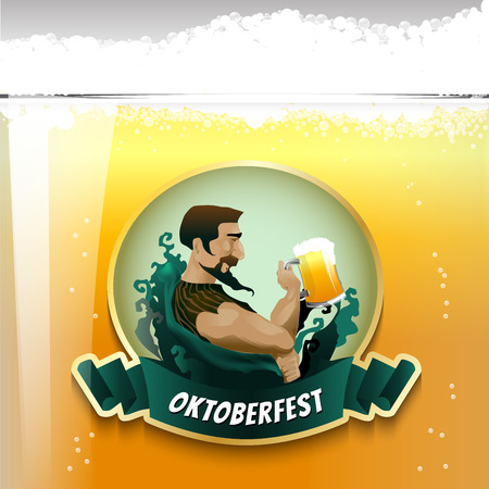 Vector illustration file. A man and beer glass with legend tracery designのイラスト素材