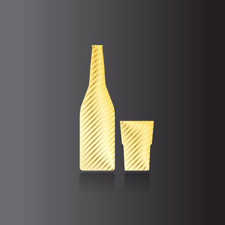 Vector file. Beer bottle and glass with gray backgroundのイラスト素材