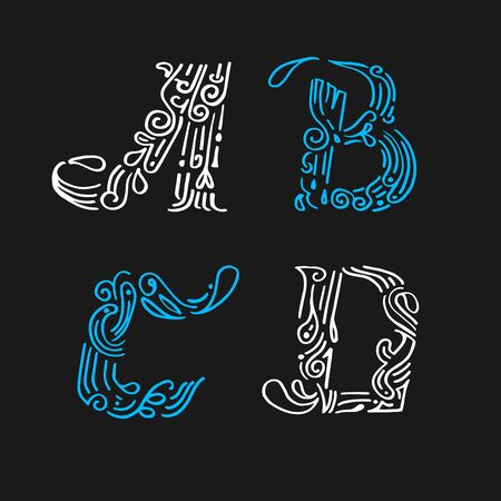 Lettering set design. hand drawn and make to be vector file. This font create with variety pattern combination. vintage luxury conceptのイラスト素材