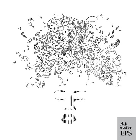 Vector hand drawn line art doodles design. use for graphic pattern textile background banner label packaging and other.のイラスト素材