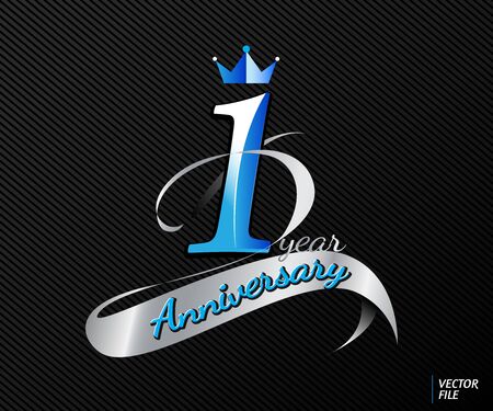 One year anniversary logo design. suitable use for logo, card, badge, symbol. vector fileのイラスト素材