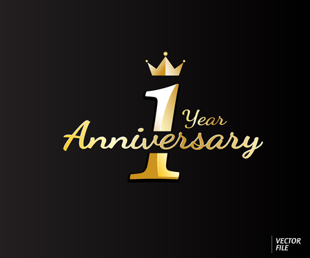 One year anniversary logo design. suitable use for logo, card, badge, symbol. vector fileのイラスト素材
