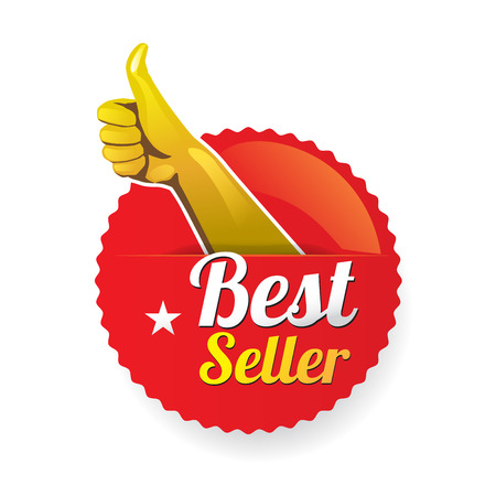 "Best Seller". Design with hand and finger. vector fileのイラスト素材