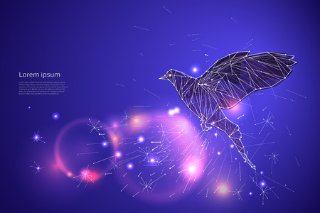 The bird flying with motion and effect. line dot design.のイラスト素材