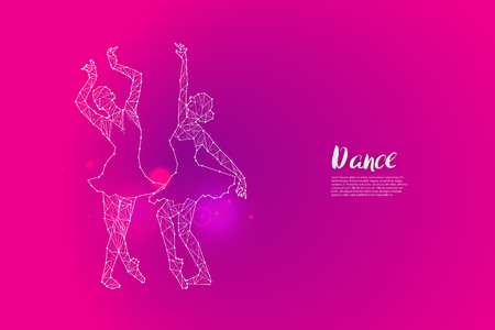 Ballet dance with line dot design. 
suitable use for logo, poster, banner, invitation, or greeting card design template. vector illustrationのイラスト素材