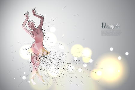 Ballet dance with line dot design. 
suitable use for logo, poster, banner, invitation, or greeting card design template. vector illustrationのイラスト素材