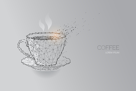 Coffee cup. line dot design. the concept of relaxing. suitable use for background, banner, poster, brochure etc. vector illustration. - line stroke weight editableのイラスト素材