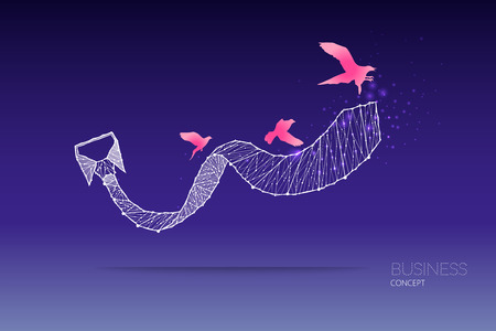 Abstract business concept. graph of business. line dot graphic design. birds flying out. concept of growth. - line stroke weight editable.のイラスト素材