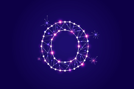 Font - typography design. Abstract form with connected lines and light dots. Vector Illustration. - line stroke weight editableのイラスト素材
