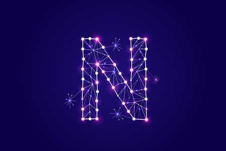 Font - typography design. Abstract form with connected lines and light dots. Vector Illustration. - line stroke weight editableのイラスト素材