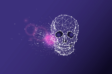 The particles, geometric art, line and dot of Skull. abstract vector illustration.のイラスト素材