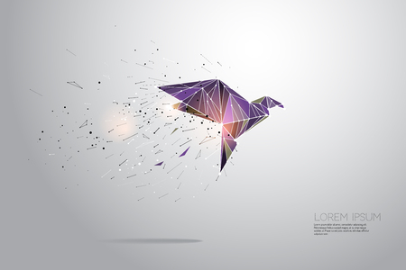 The particles, geometric art, line and dot of bird flying
abstract vector illustration. 
graphic design concept of motion
- line stroke weight editableのイラスト素材